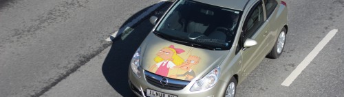 аэрография на капоте Opel Corsa Хельга из мультфильма "Эй Арнольд